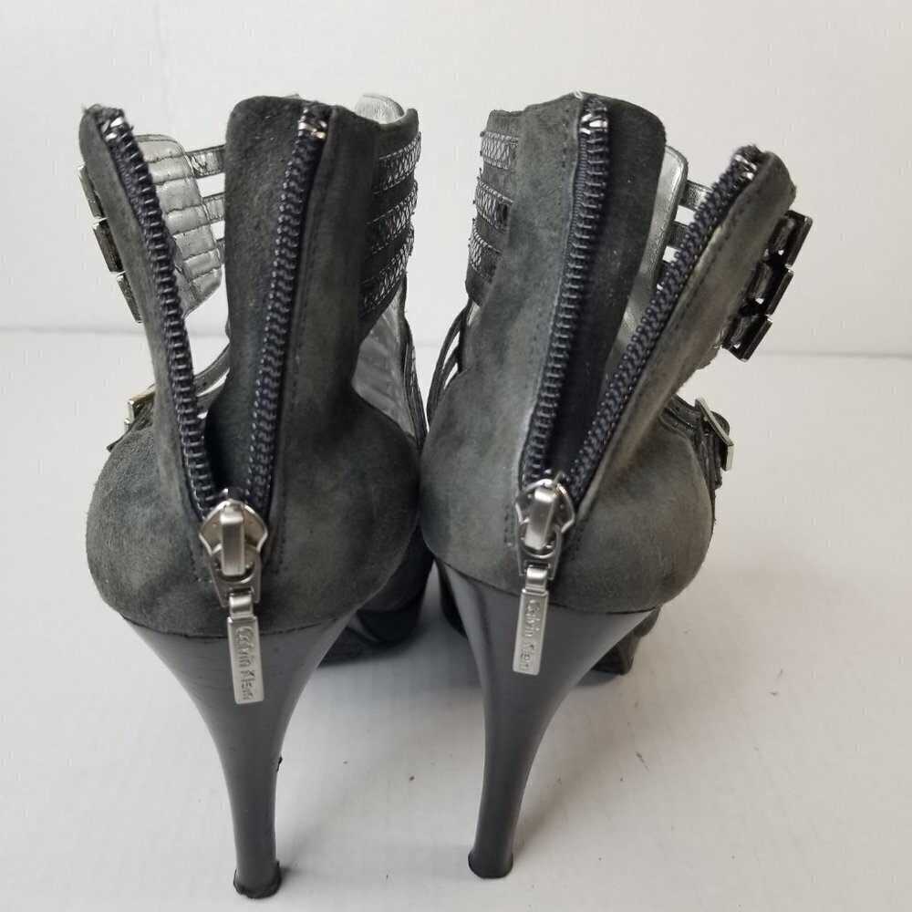Calvin Klein Danica Platform Stiletto Heels Pumps Grey Suede Date Night Sz 9.5 - Picture 13 of 16